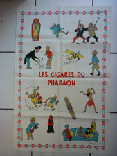 TISSU / SERVIETTE  TINTIN / LES CIGARE DU PHARAON / W F  80 X 52  CM / ANNEE 70