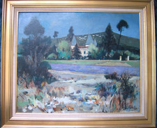 "Le Château du Logis Gérans" Belle peinture de Robert VERNET-BONFORT (1934-2017)