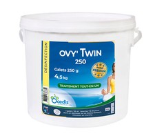 OCEDIS OVY'TWIN 250 Galets 250g - 4,5kg | Chlore Lent Stabilisé Multiaction