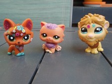 3 Figurines  PETSHOP.  Renard, Chat Persan et Lion