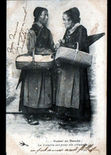 En campagne / retour du Marché avec PANIER début 1900