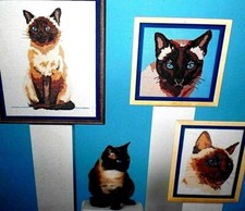 9 Grilles Point de Croix CHAT SIAMOIS - Livret - 9 Cross stitch chart CAT