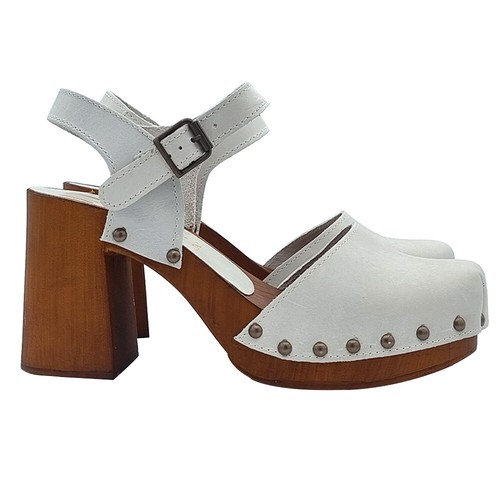 Mule suédois blancs sangle - suédois,
