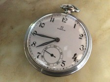 ´´ OMEGA ´ Montre À Gousset Extra Plate acier  Chromé ´´´Art deco vers 1930 ´´