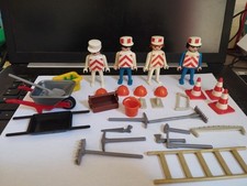 Lot Playmobil Vintage Ouvriers travaux publics brouette outils 1974/5