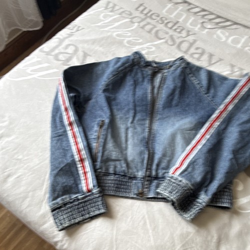 Veste femme jean - bleu, rayé