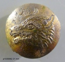 BOUTON  Ancien  . CHASSE/VENERIE      Tete de  LOUP       21 mm