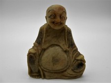 CHINE : SCULPTURE FIGURINE STATUETTE BOUDDHA RIEUR EN PIERRE DE LARD / DURE .
