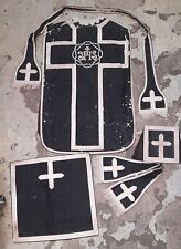 Chasuble Funéraire ancien Religieux Brodée Prêtre Église avec Accessoires 19 Eme