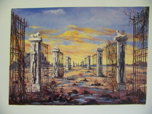 Repro allée grilles ruine - grilles,