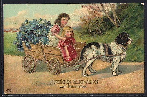 Carte postale chien - tire, deux