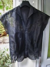 CARACO ancien INCRUSTATION DENTELLE de CALAIS NYLON NOIR VINTAGE années 50