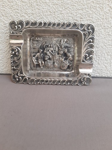 Cendrier argenté vintage - cendrier,