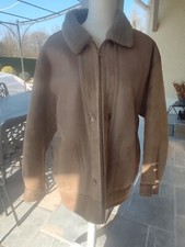 Blouson mouton beige retourné de qualité véritable fourrure de mouton-homme TL