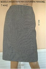 JUPE PIED DE POULE NOIR & BLANC FABRICATION PERSONNEL MODELE UNIQUE T40 /42