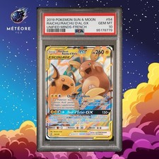 Carte Pokémon Raichu et Raichu d'Alola GX 54/236  PSA 10 Harmonie Des Esprits Fr