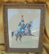 Eug. PECHAUBES Dessin Aqurellé Officier de Cuirassiers Garde Impériale IIéme Emp