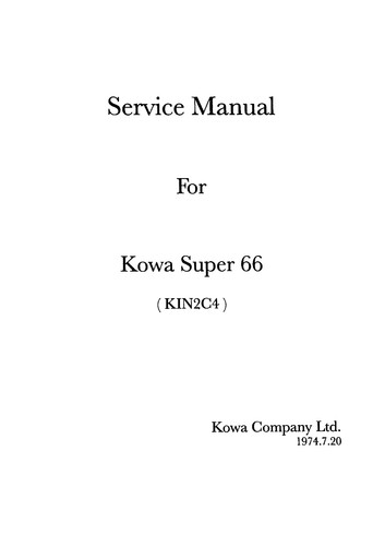 Kowa super service manual - kowa,