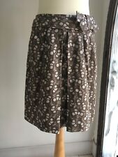 Jupe TARA JARMON marron motif beige+rose+lurex T:38