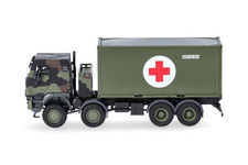 HERPA, IVECO Trakker 8x8 avec container 20 pieds BUNDESWEHR - CROIX ROUGE, éc...