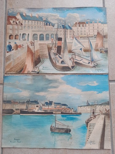Peinture ancienne aquarelles - peinture,