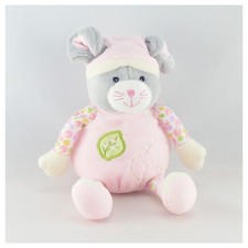 Doudou musical souris grise rose feuille GIPSY - 9585