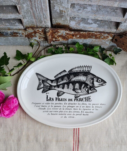 Ancienne assiette gien ovale - ancienne,