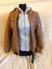 veste femme marron effet cuir