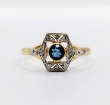 Bague art deco or 18k et verre