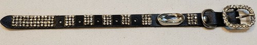 Black leather and rhinestone - leather,