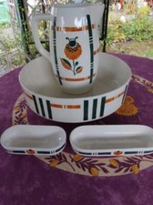 Service de Toilette x4 Terre de Fer Salins E Charbonnier Modèle Touareg Art Déco