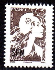 Timbre Saint-Pierre et Miquelon 2025 Marianne de l'Avenir 0,05€ surcharge SPM