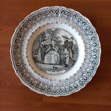 Assiette faience Montereau Louis Lebeuf 1834 la grand'mère 10