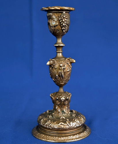 Bougeoir bronze mascarons - bougeoir,