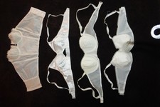 VINTAGE/RETRO: LOT de 3 SOUTIENS-gorge NYLON + 1 BUSTIER, An 1950, T: 80 à 90