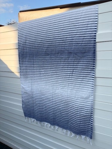 Fouta serviette plage bleue - serviette,