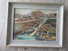 TABLEAU ANCIEN HUILE CAMARET SUR MER SIGNE CHEVALIER FINISTERE BRETON 1900 