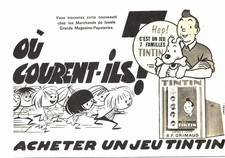 PUB   "  JEUX de 7 FAMILLES "  " TINTIN " 1966