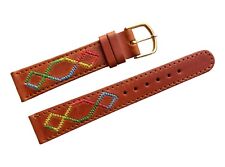 Bracelet montre cuir fait mains 18mm couture decorative