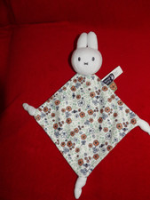 Doudou Plat MIJNTJE MIFFY Lapin Blanc Fleur Bleue Marron 