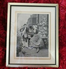 TABLEAU SOIE TISSEE NEYRET FRERES ST ETIENNE FRANCE MARCHANDE DE FLEURS