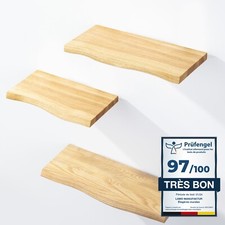 LAMO Manufaktur SET 1 étagères murale en bois avec fixation invisible 42/36/30cm