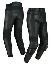 Moto Cuir Hommes Pantalon Combinaison Noir, Avec Protecteurs pour Sportif Pilote