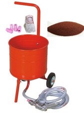 Sableuse mobile sur Roulettes 31,50L 50lb + Sac 20kgs d'Abrasif Garnet Mesh 80A+