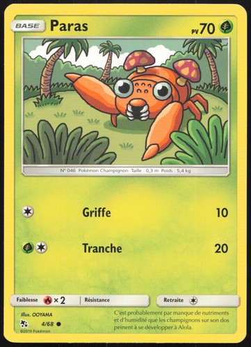 Carte pokémon paras - carte,