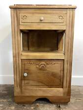 Antique Provincial Walnut Bedside Cabinet with Red Marble Top