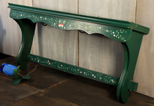 Antique French Pot Rack Display Wall Hanging Pans Hand Painted Wooden Farmhouse