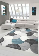 Tapis design et moderne à poil court avec motif de gouttes en beige gris bleu