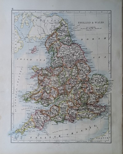 1896 ancien carte - 1896, angleterre