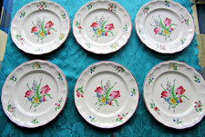 6 assiettes plates en faïence de Lunéville réverbère KG lotB